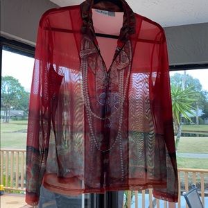 Patchington sheer print jacket sz L unique